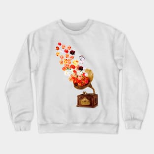 Galaxy Sound Retro record Player Collage Floral Crewneck Sweatshirt